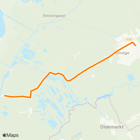Qbuzz Langelille - Wolvega Station map