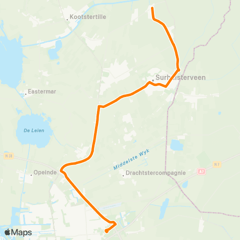 Qbuzz Augustinusga - Drachten Transferium Oost map