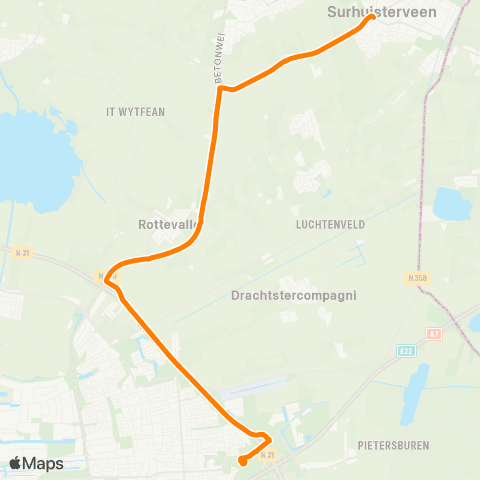 Qbuzz Surhuisterveen - Drachten Transferium Oost map