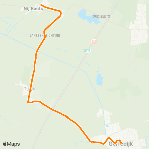 Qbuzz Nij Beets - Gorredijk Busstation map