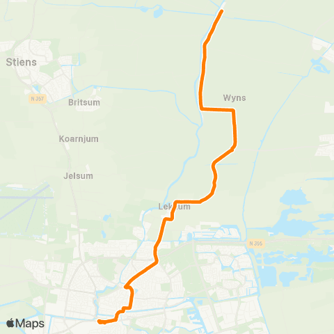 Qbuzz Bartlehiem - Leeuwarden Busstation map