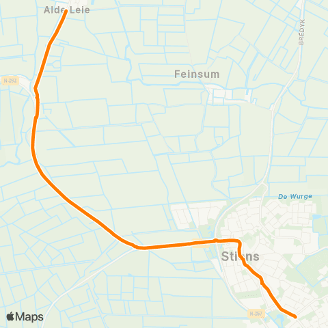 Qbuzz Alde Leie - Stiens Wythusterwei map