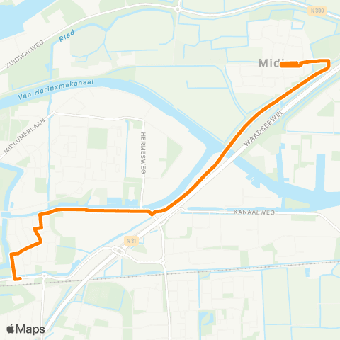 Qbuzz Midlum - Harlingen Station map