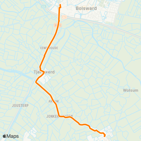 Qbuzz Blauwhuis - Bolsward Busstation map