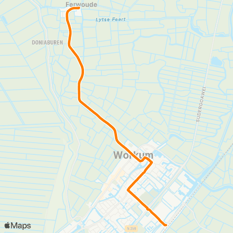 Qbuzz Ferwoude - Workum Station map