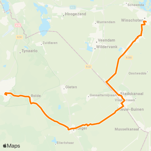 Qbuzz Stadskanaal - Borger - Assen map