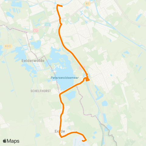 Qbuzz Groningen - Vliegveld Eelde (snelbus) map