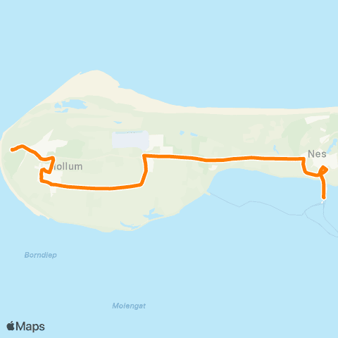 Qbuzz Ameland: Veerhaven - Ballum - Hollum map