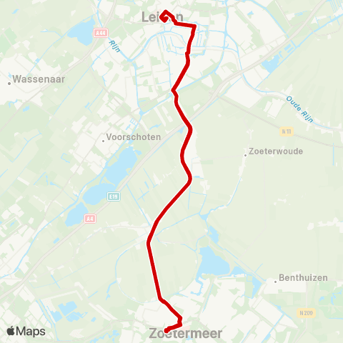 Qbuzz Nachtlijn Leiden CS - Zoetermeer map