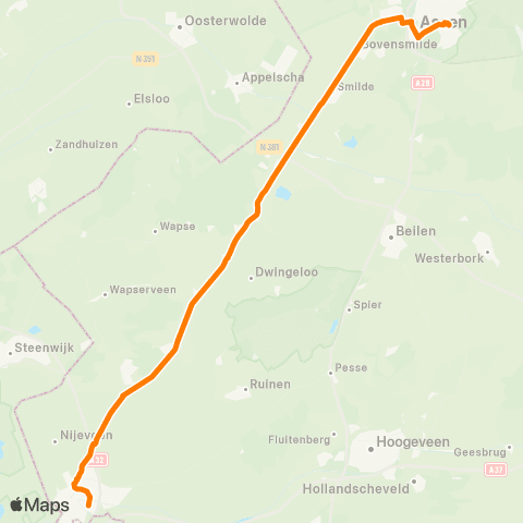 Qbuzz The Passion: Assen - Dwingeloo - Meppel map