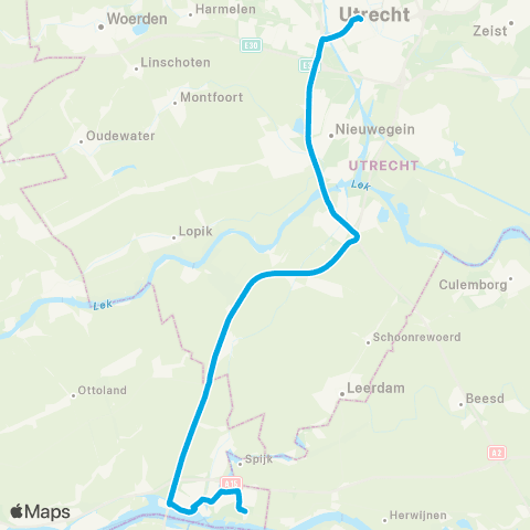 Qbuzz Gorinchem Dalem / Station - Vianen - Utrecht map