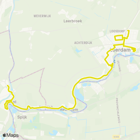 Qbuzz Leerdam - Kedichem - Arkel > 705 map