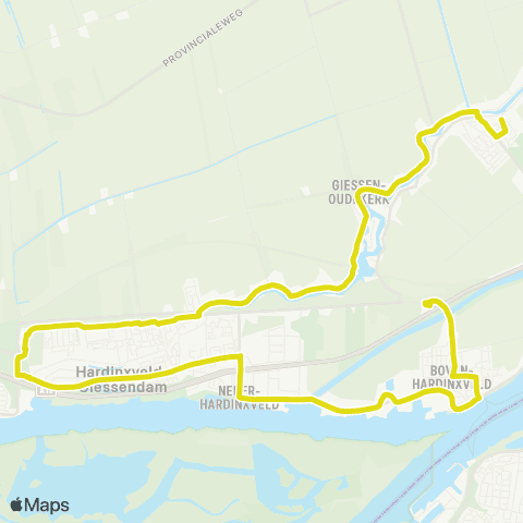 Qbuzz Boven-Hardinxveld - Giessendam - Giessenburg > 706 map