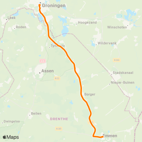 Qbuzz Emmen - Groningen map