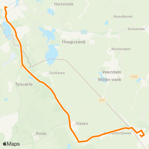 Qbuzz Stadskanaal - Gieten - Groningen map