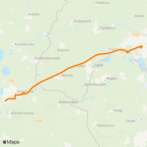 Qbuzz Drachten - Groningen map