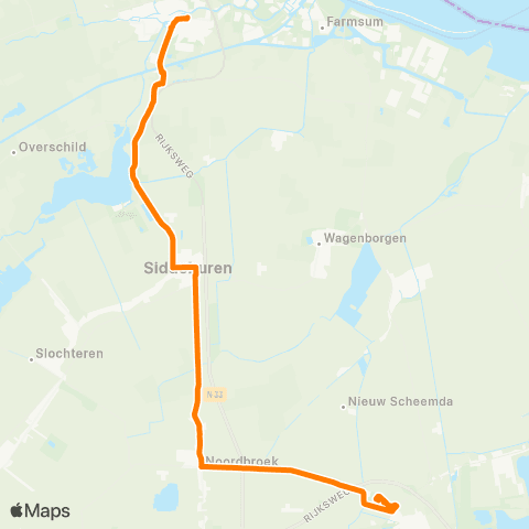 Qbuzz Buurtbus Appingedam - Scheemda map