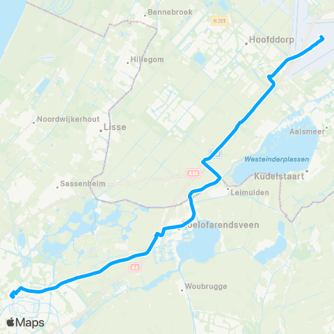 Qbuzz Leiden - Schiphol map
