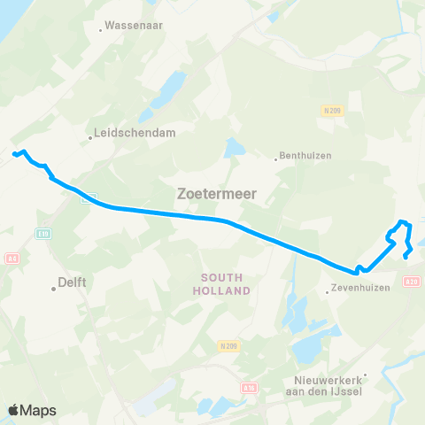 Qbuzz Waddinxveen - Den Haag map