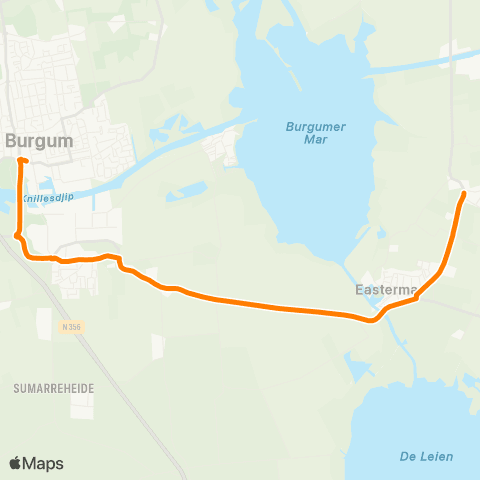 Qbuzz It Heechsân - Burgum Gemeentehûs map