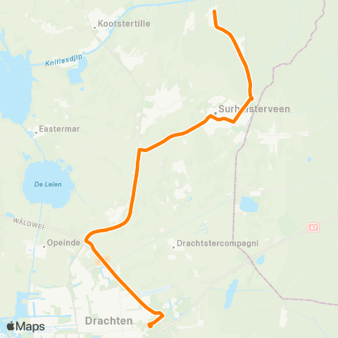 Qbuzz Augustinusga - Drachten Transferium Oost map