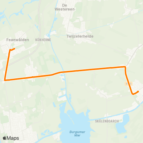 Qbuzz Kootstertille - Feanwâlden Station map