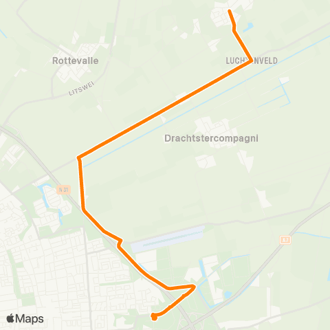Qbuzz Houtigehage - Drachten Transferium Oost map