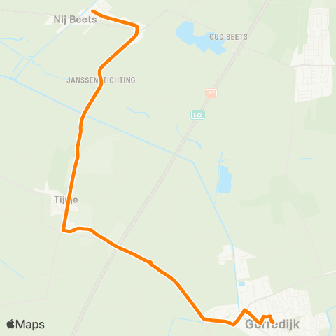 Qbuzz Nij Beets - Gorredijk Busstation map