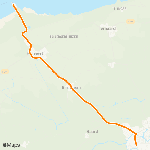 Qbuzz Holwert Veerdam - Dokkum Sionsberg map