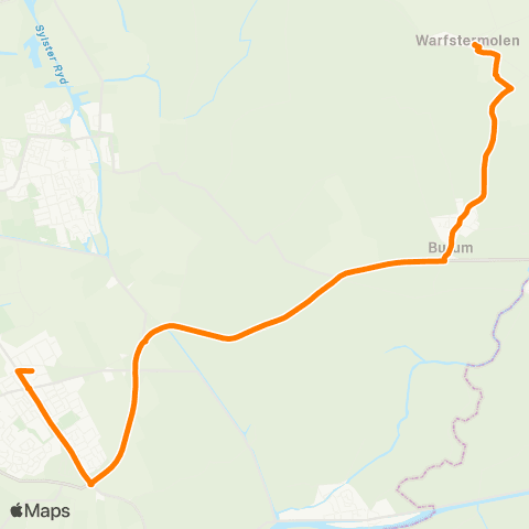 Qbuzz Warfstermolen - Buitenpost Station map
