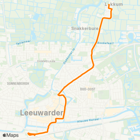 Qbuzz Lekkum - Leeuwarden Busstation map