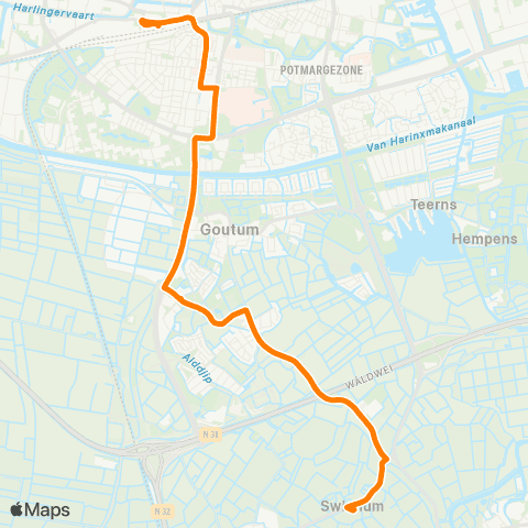 Qbuzz Swichum - Leeuwarden Busstation map