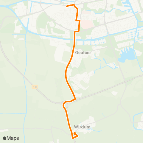 Qbuzz Wirdum - Leeuwarden Busstation map