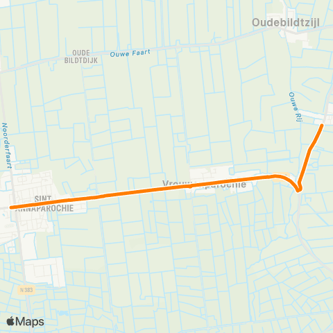 Qbuzz Alde Leie - Sint-Annaparochie Van Harenstraat map