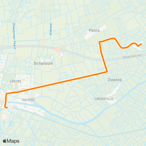 Qbuzz Skingen - Franeker Station map