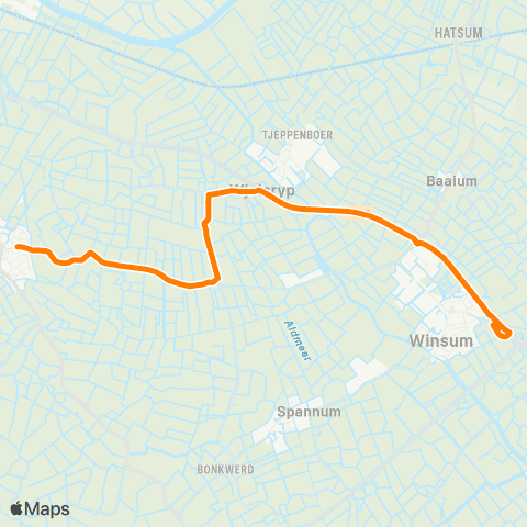 Qbuzz Tzum - Winsum Busstation map