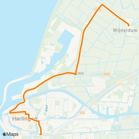 Qbuzz Wijnaldum - Harlingen Station map