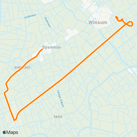 Qbuzz Spannum - Winsum Busstation map