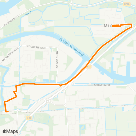 Qbuzz Midlum - Harlingen Station map