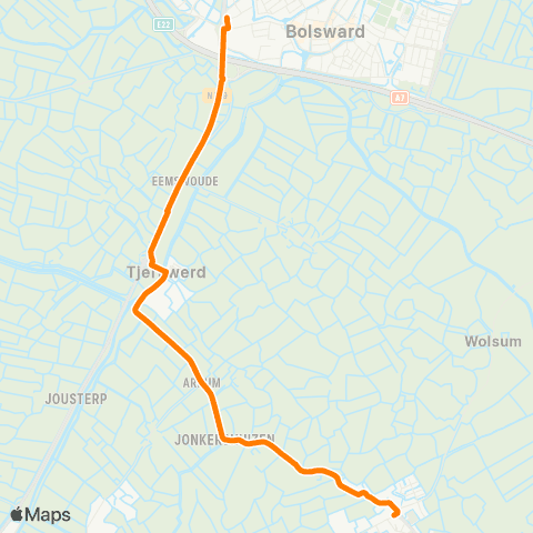 Qbuzz Blauwhuis - Bolsward Busstation map
