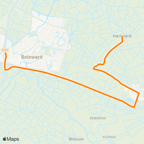 Qbuzz Hartwerd - Bolsward Busstation map