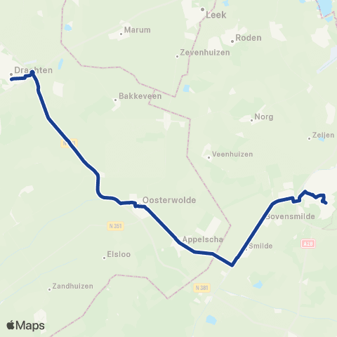 Qbuzz Drachten - Oosterwolde - Assen map