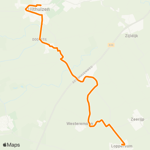 Qbuzz Buurtbus Uithuizen - Loppersum map