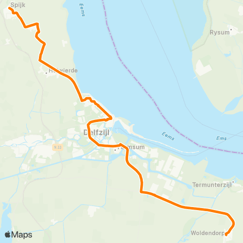 Qbuzz Spijk - Woldendorp map