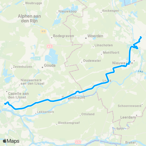 Qbuzz Utrecht - Rotterdam Capelsebrug map