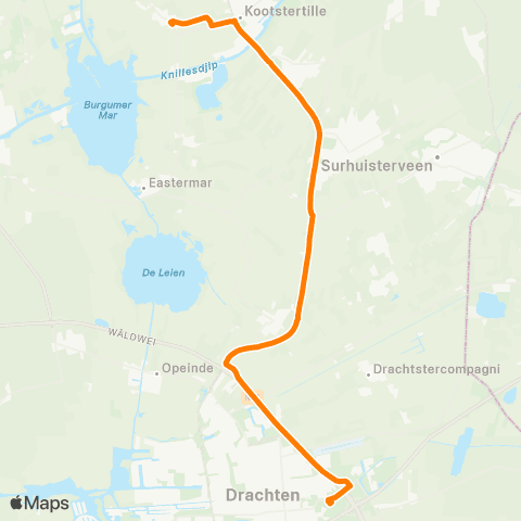 Qbuzz Jistrum - Drachten Transferium Oost map