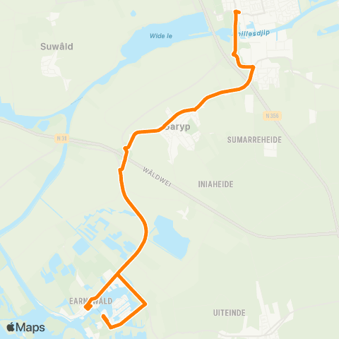 Qbuzz Earnewald - Burgum Gemeentehûs map