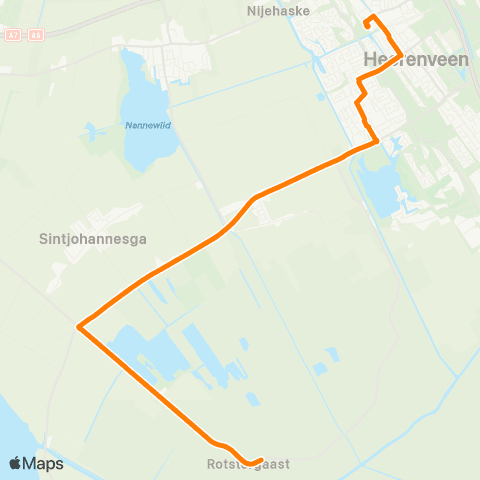 Qbuzz Rotstergaast - Heerenveen Busstation map