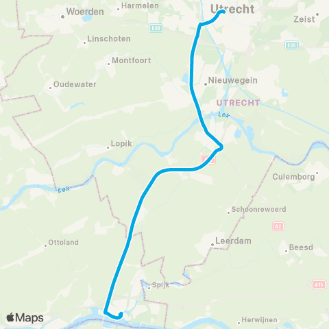 Qbuzz Gorinchem Dalem / Station - Vianen - Utrecht map