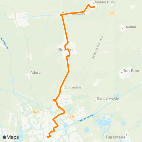 Qbuzz Groningen - Middelstum - Uithuizen map
